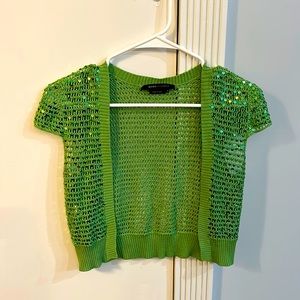 BCBGMAXAZRIA green sequin shrug